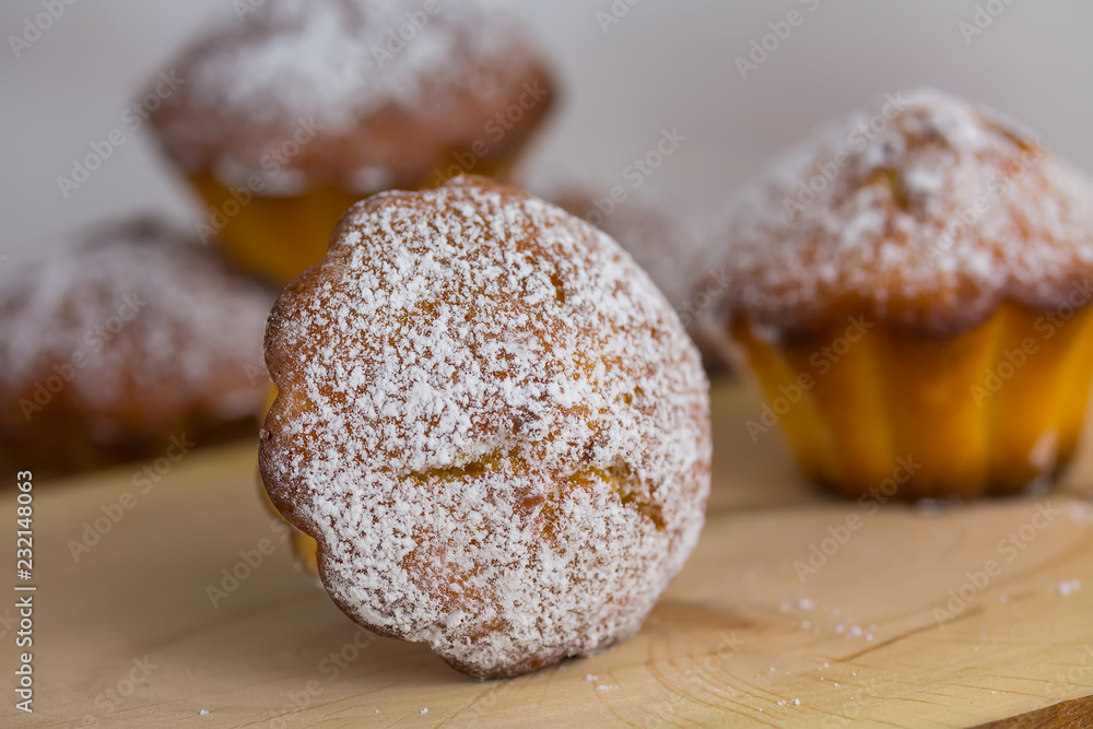 traditional muffins or baked basic cupcakes close up, selective focus traditional muffins or baked basic cupcakes close up, selective focus