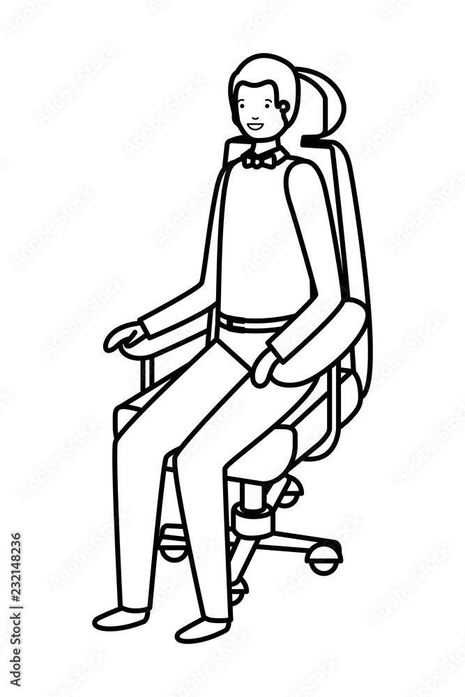 businessman sitting in office chair avatar character businessman sitting in office chair avatar character