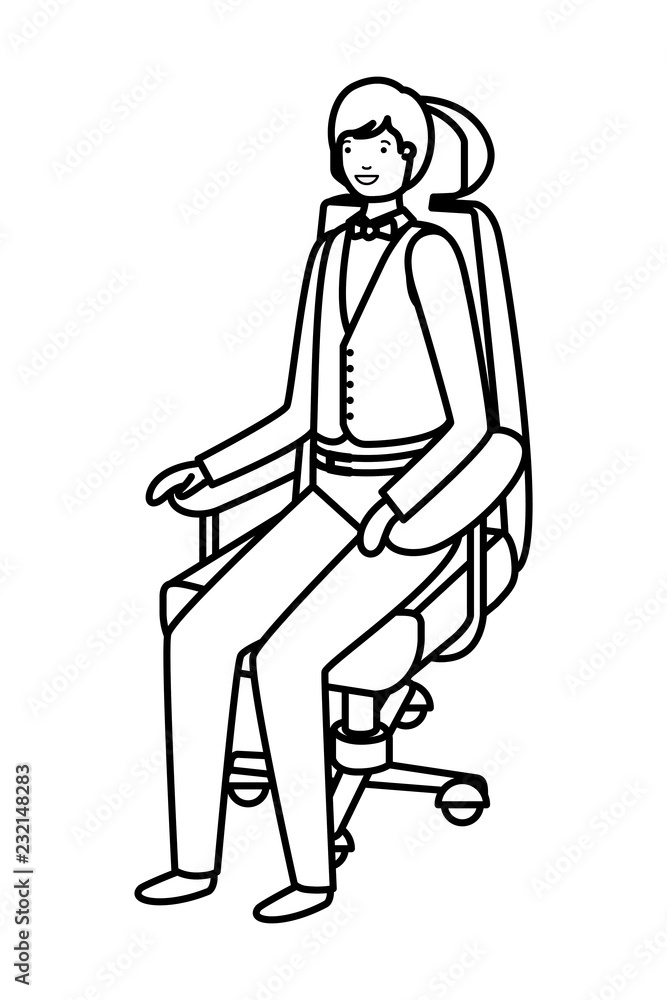 businessman sitting in office chair avatar character