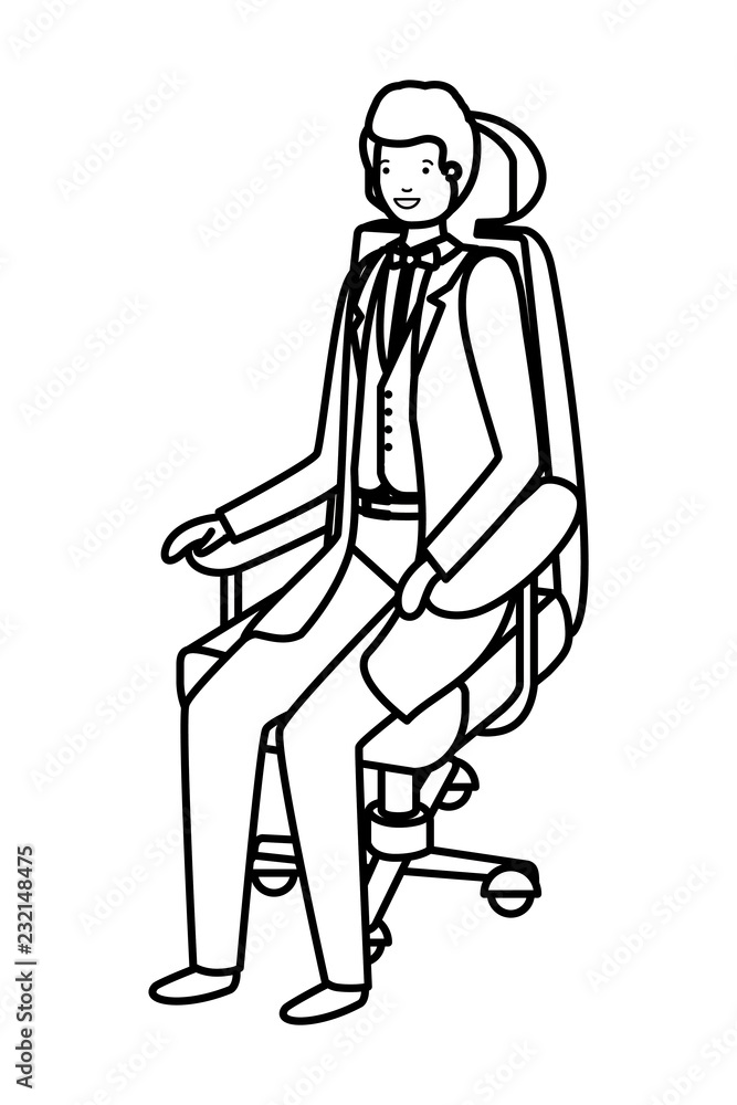 businessman sitting in office chair avatar character businessman sitting in office chair avatar character