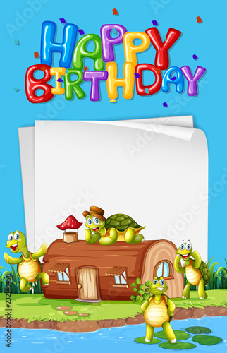 Turtle next to the house birthday template