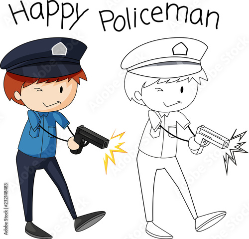 Doodle simple police character