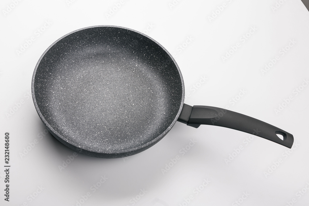 Stone Frying Pan Isolated on White Background. Top View. Stone Frying Pan Isolated on White Background. Top View.