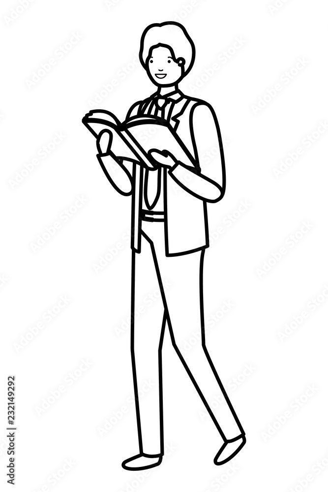 young business man wit book avatar character young business man wit book avatar character