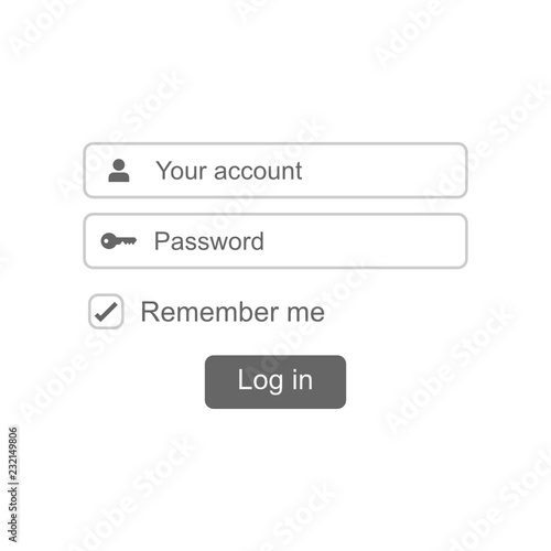 Log in interface vector. Minimalist style, simple and flat design.