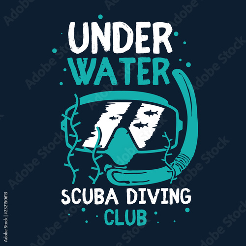 scuba diving mask illustration vector t shirt printing, poster, banner, abstract design