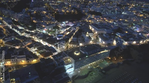 Albufeira. Aerial view in Algarve, Portugal.  Beach froma Drone. 4k Video