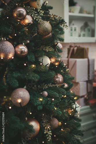 Christmas and New Year tree and decorations