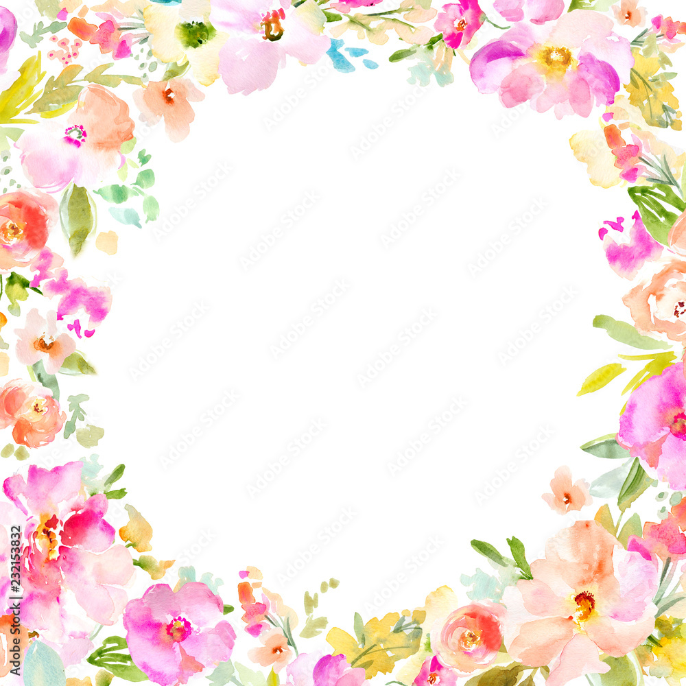 Watercolor Floral Background Frames