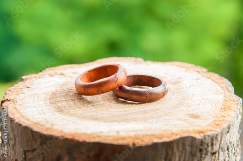 wedding rings in rustic style