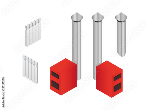 Solid fuel boiler in isometry