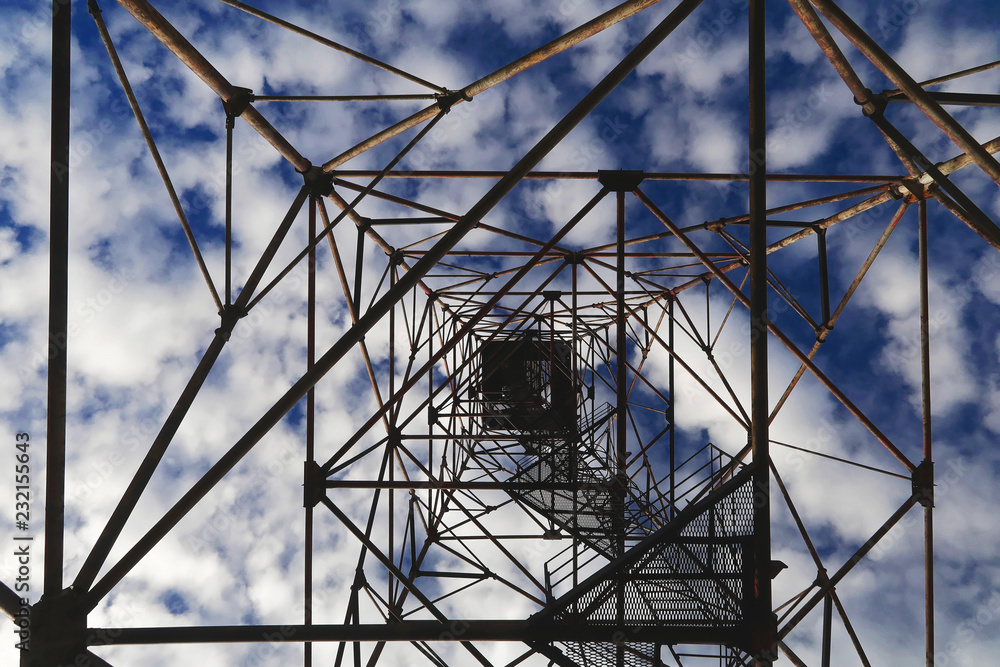 Bottom view tower in the sky Bottom view tower in the sky