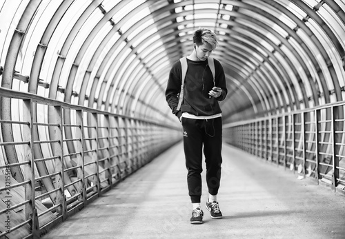 A man in sportswear run outdoors monochrome photo © alexkich