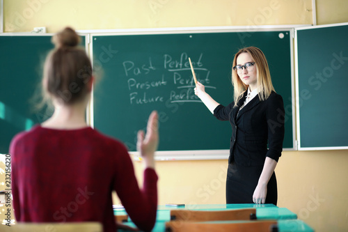 Young teacher in school class