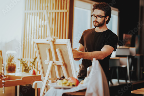 Portrait of Guy Painting on Easel Still Life