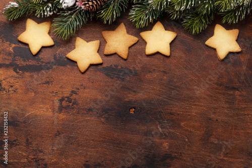 Christmas greeting card with gingerbread cookies