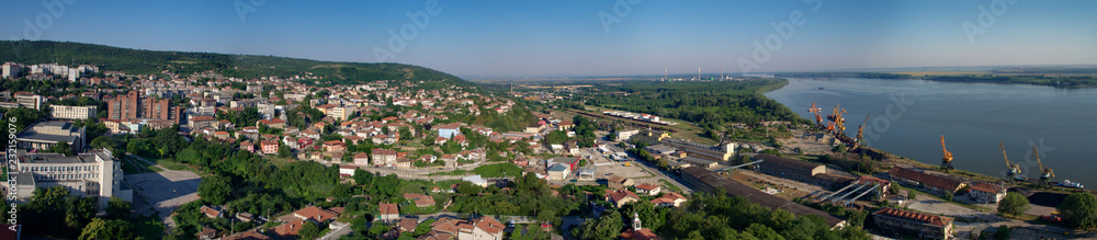 Aerial panorama of the Danuve river nad Svishtov, Bulgaria