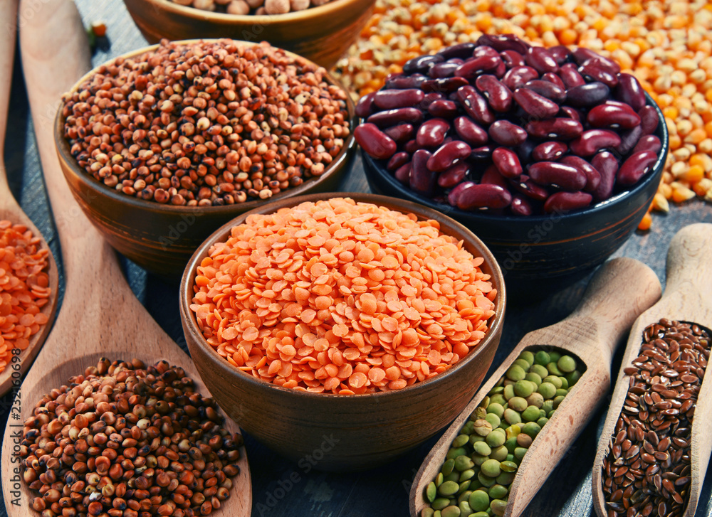 Composition with variety of vegetarian food ingredients Composition with variety of vegetarian food ingredients