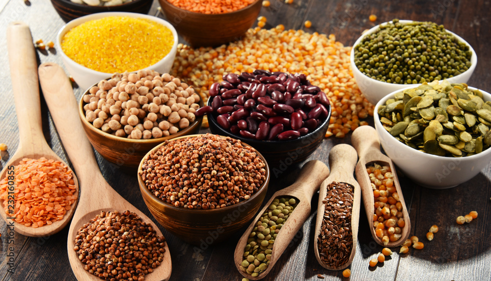 Composition with variety of vegetarian food ingredients Composition with variety of vegetarian food ingredients
