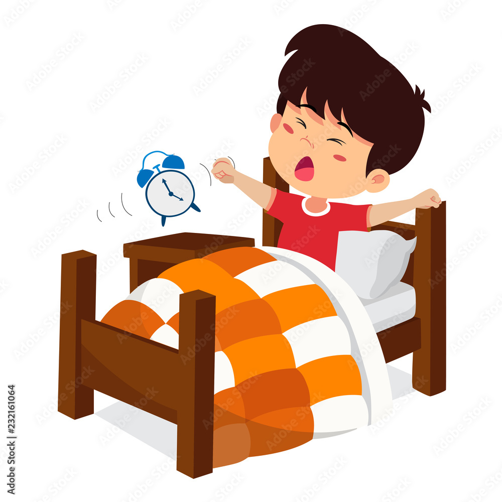 Kid wake up in the morning. Stock Vector | Adobe Stock