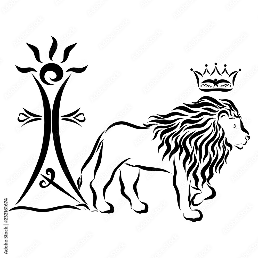 Lord's victory, serpent, sword, cross with sun and lion with crown ...