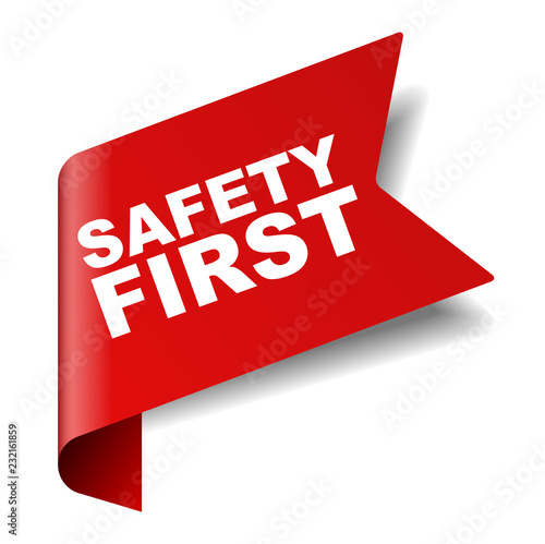 red vector banner safety first