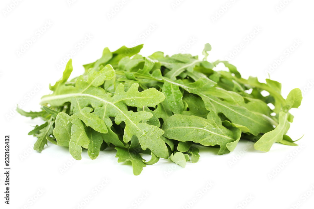 Green arugula leafs isolated on white background Green arugula leafs isolated on white background