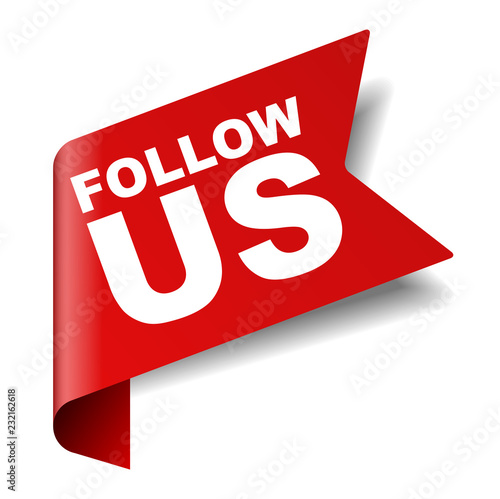 red vector banner follow us