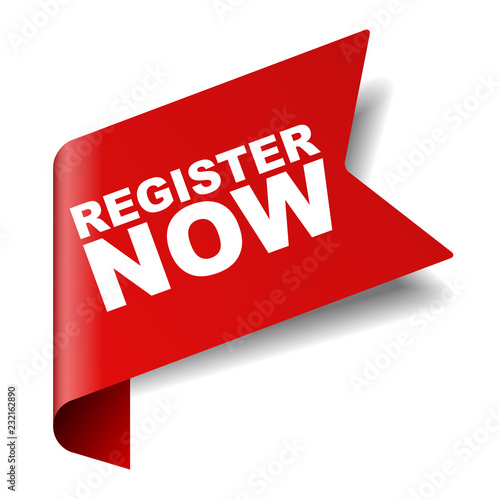red vector banner register now