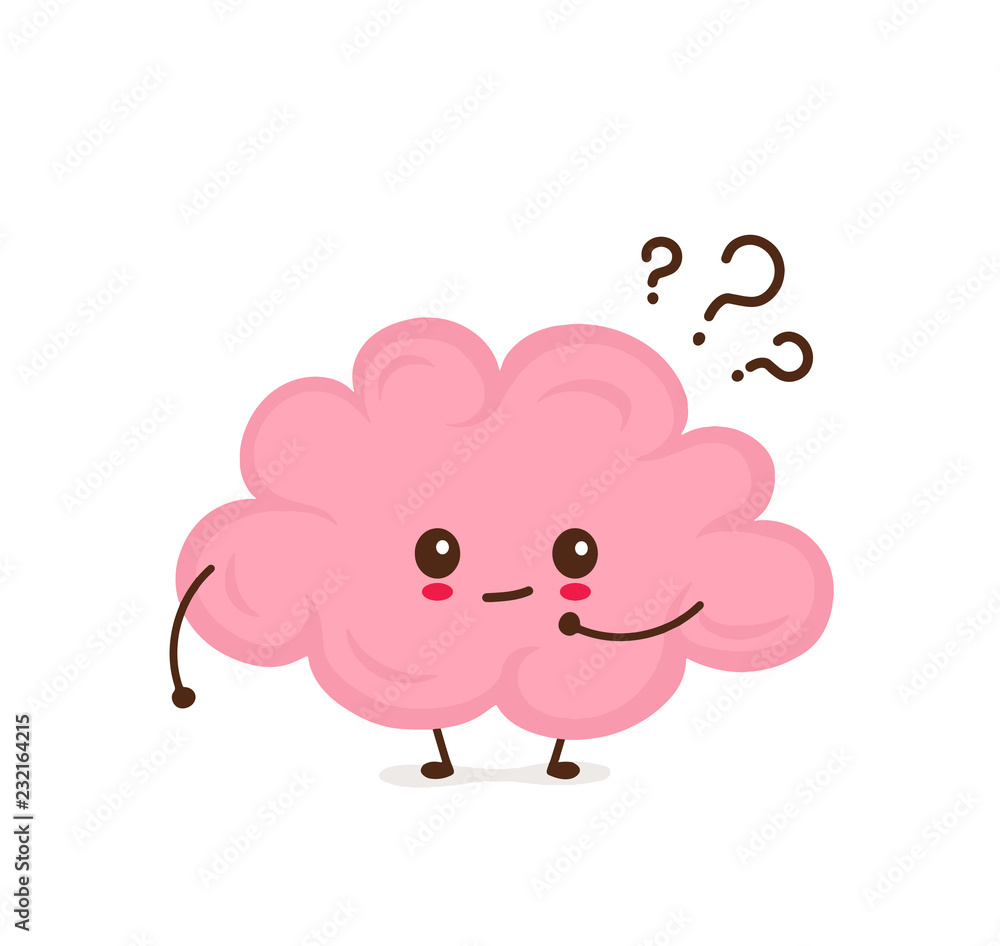 Fototapeta premium Cute smiling happy funny brain 