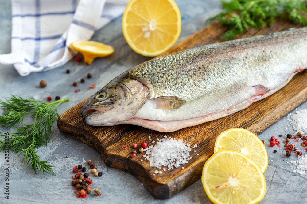 Preparation of rainbow trout. Preparation of rainbow trout.