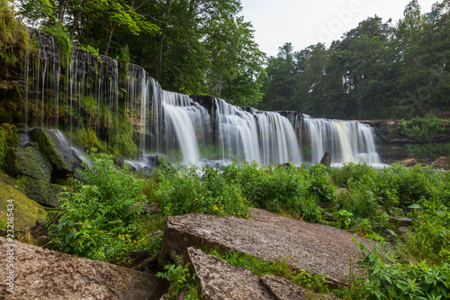 Waterfall at summer time in Keila-Joa, Estonia. Long exposure at daytime.