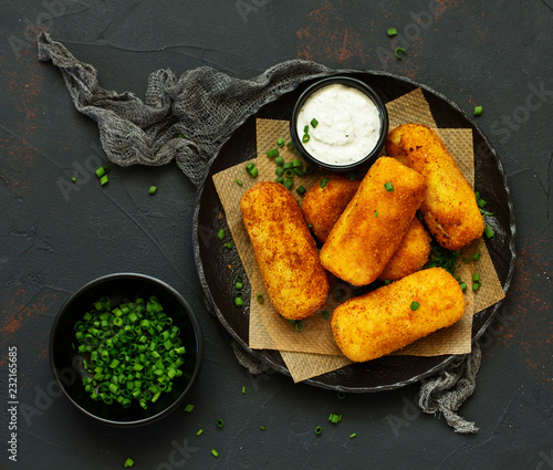 potato croquettes with cheese photo