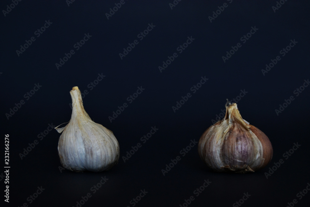 Obraz premium garlic in the dark background