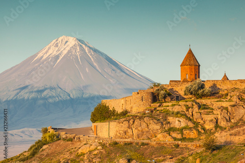 Armenia, Khor Virap, Khor Virap Monastery, 6th century, with Mt. Ararat photo