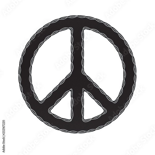 monochrome drawing of the sign of the world with intertwining ornament on the edges. isolated on white background