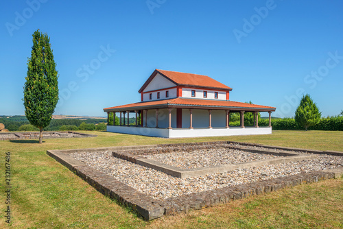 Reconstructed gallo-roman Temple on Martberg, Pommern, Mosel Valley, Rhineland-Palatinate, Germany