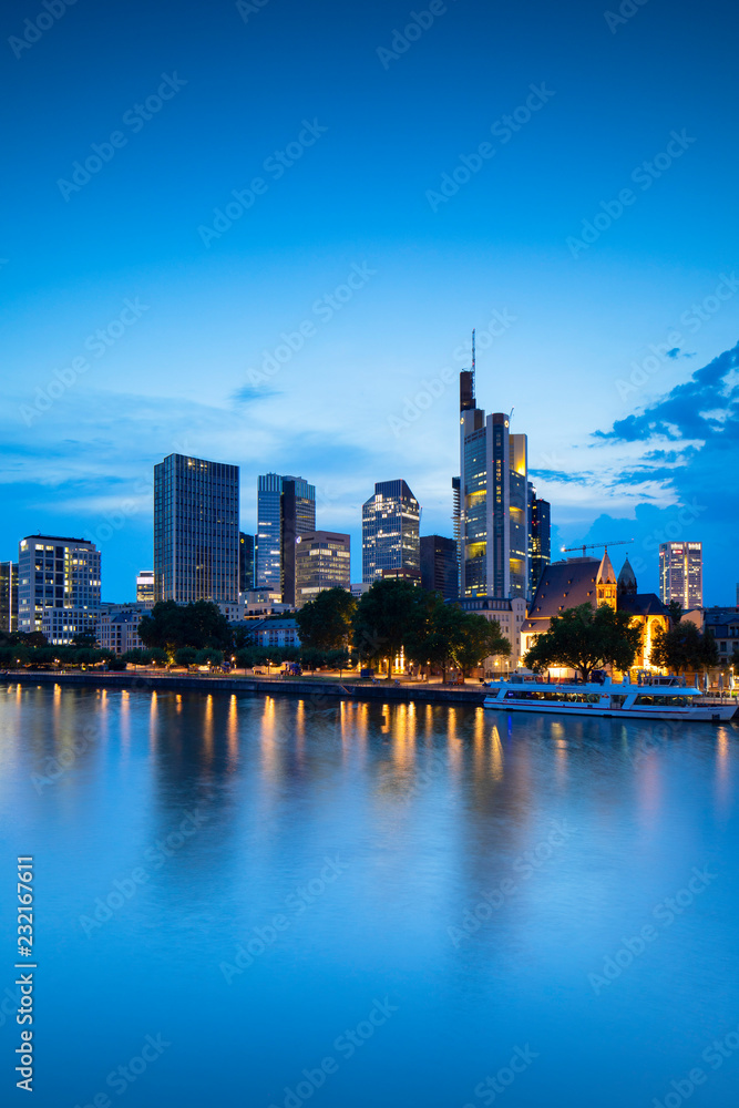 Skyline at dusk, Frankfurt, Hesse, Germany Skyline at dusk, Frankfurt, Hesse, Germany