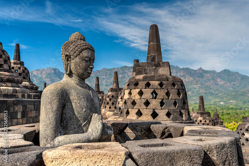 Buddha statue, Candi Borobudur buddhist temple, Muntilan, Java, Indonesia photo