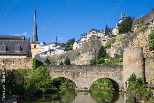 Luxembourg, Luxembourg City, Stierchen stone footbridge and Brock Promontory photo