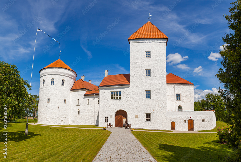 White castle Koluvere - saved medieval theasure of Estonia. Facade of the building