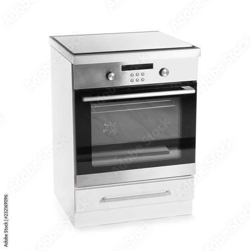Modern oven isolated on white. Kitchen appliance