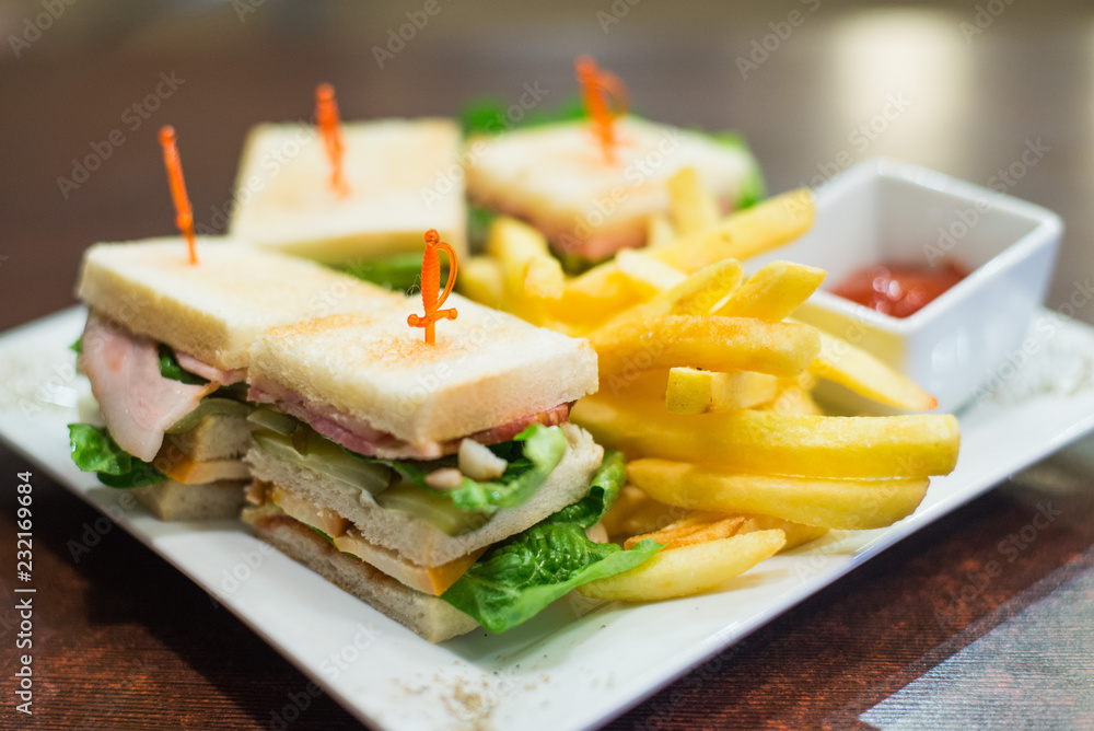 Mini sandwiches on a white plate Mini sandwiches on a white plate