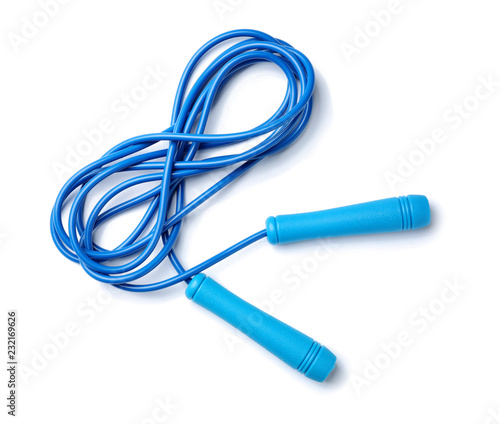 Jump rope on white background, top view © New Africa