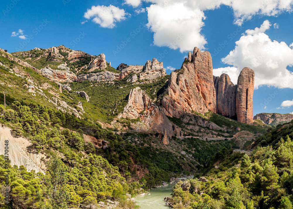 River in Riglos in the Pyrenees mountains River in Riglos in the Pyrenees mountains