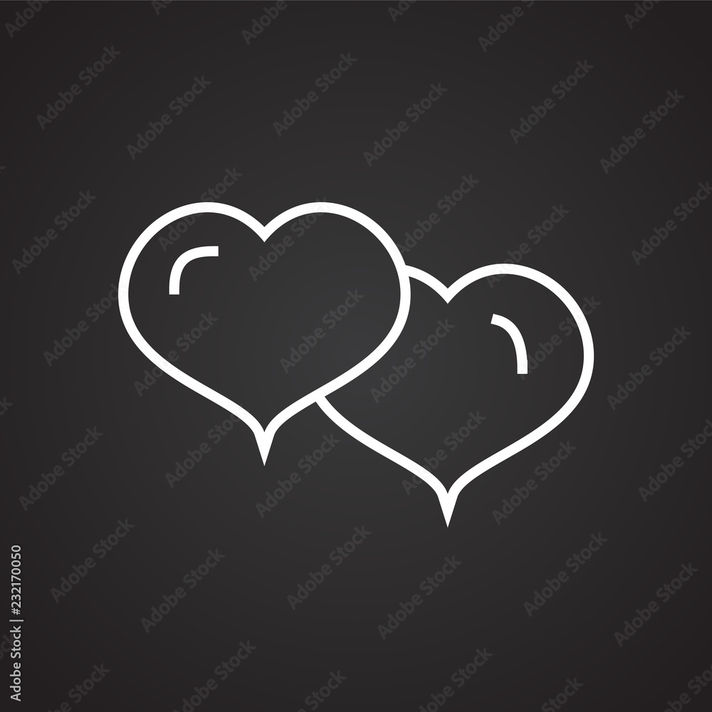 Couple hearts thin line on black background icon Couple hearts thin line on black background icon