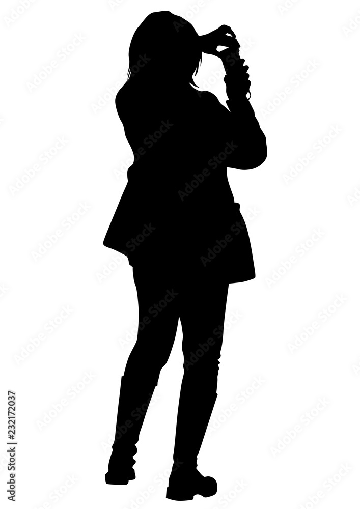 Young woman with phone on a white background