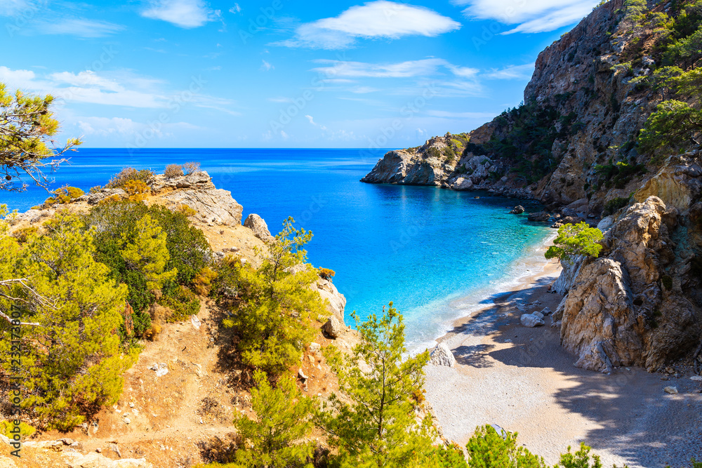 Small bay at beautiful Apella beach on Karpathos island, Greece