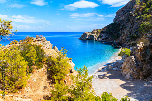 Small bay at beautiful Apella beach on Karpathos island  Greece
