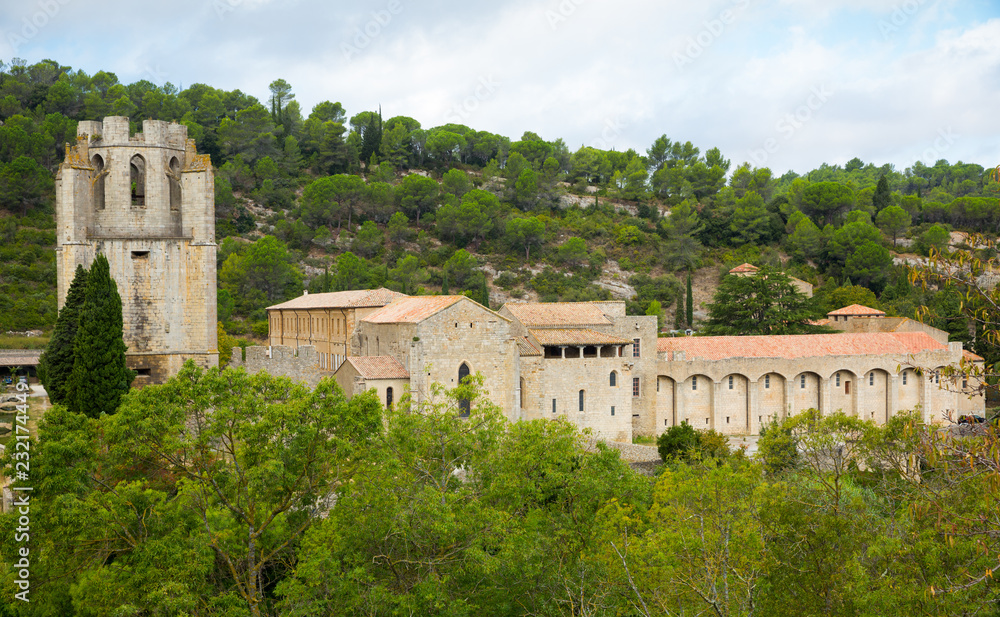Abbey Sainte-Marie with bell tower, Lagrasse